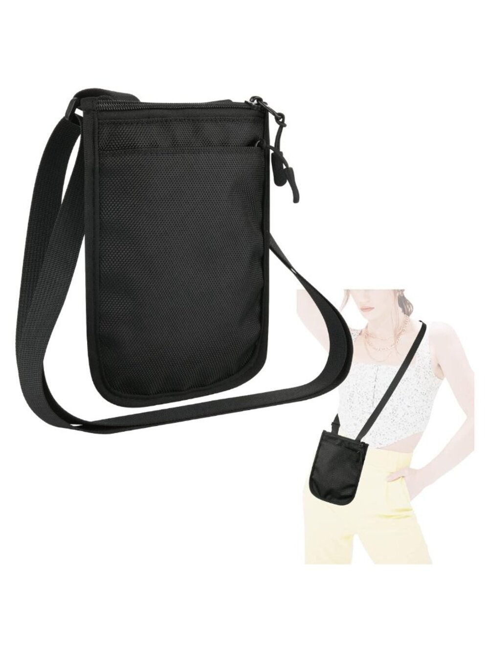 Mini Crossbody Sling Bag Water Repellent Polyester Travel Phone Wallet Passport